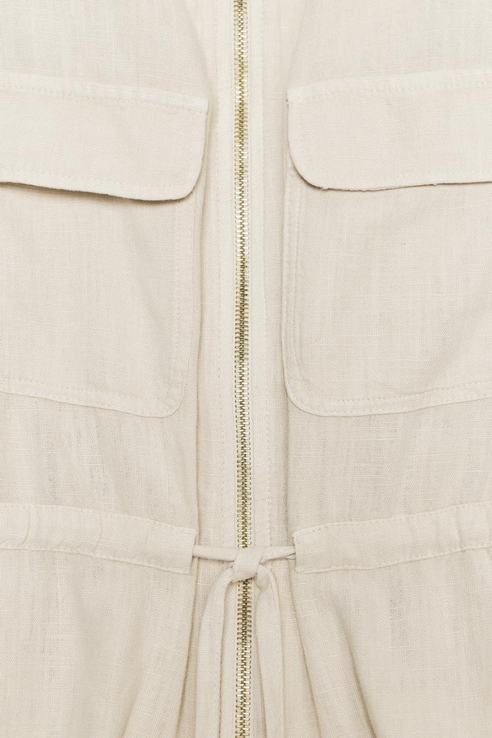 ZARA РУБАШКА САФАРИ ИЗ ЛЬНА, ПЕСОЧНЫЙ