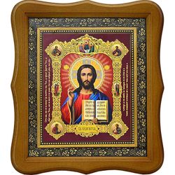 Христос Пантократор (Спас Вседержитель). Рельефная печать с золотым тиснением.