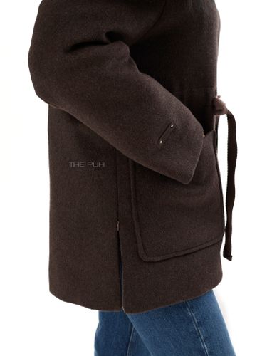 Шоколадное шерстяное пальто с пуховым подкладом