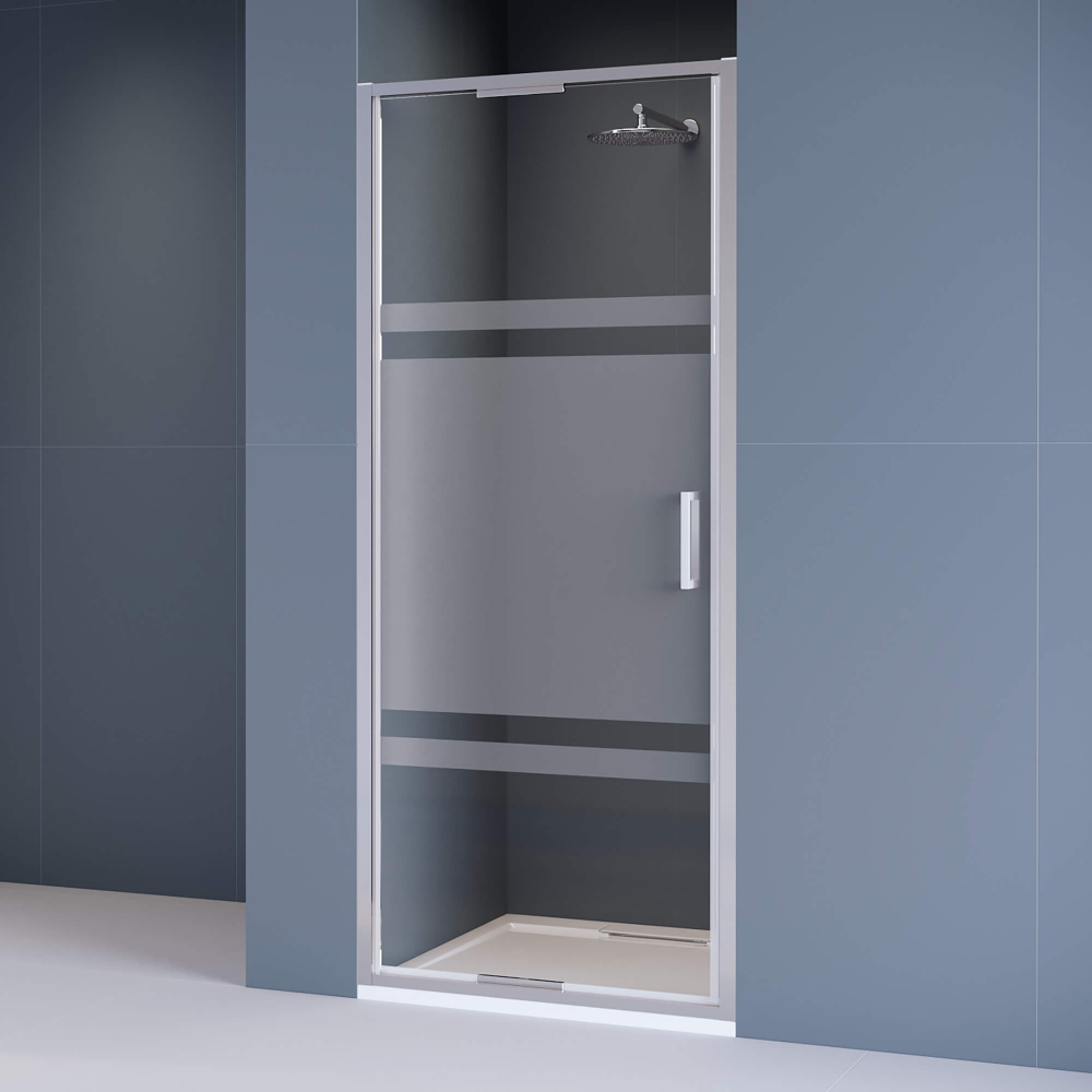 Душевая дверь из стекла, распашная с системой Pull&Slide в нишу RGW SV-05 - хром (Рисунок - матовая полоса, 1000)