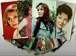 №130 Открытки Артисты и актёры СССР 1970–1980-е г. 25 штук. Цветные, чистые, без повторов