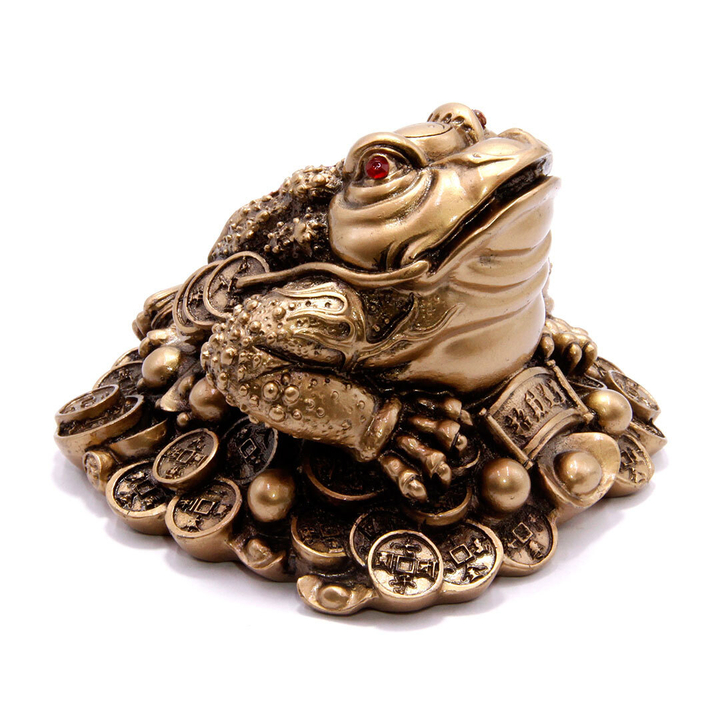Статуэтка Жаба на монетах со стразами оберег на процветание под бронзу 8,5x9x6см