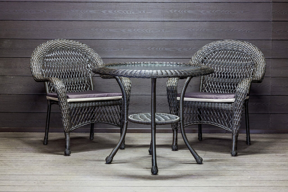 Садовый комплект из искусственного ротанга Мэдисон НЬЮ (Medison NEW) стол круглый D90 + 2 кресла с подушками на сиденье