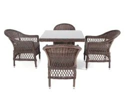 "Сицилия" обеденная группа плетеная, цвет коричневый