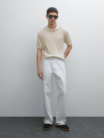 Massimo Dutti Поло из 100% хлопка, бежевый