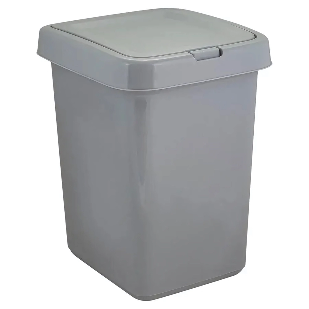 Контейнер для мусора Квадра с крышкой Push to Open 25л серый