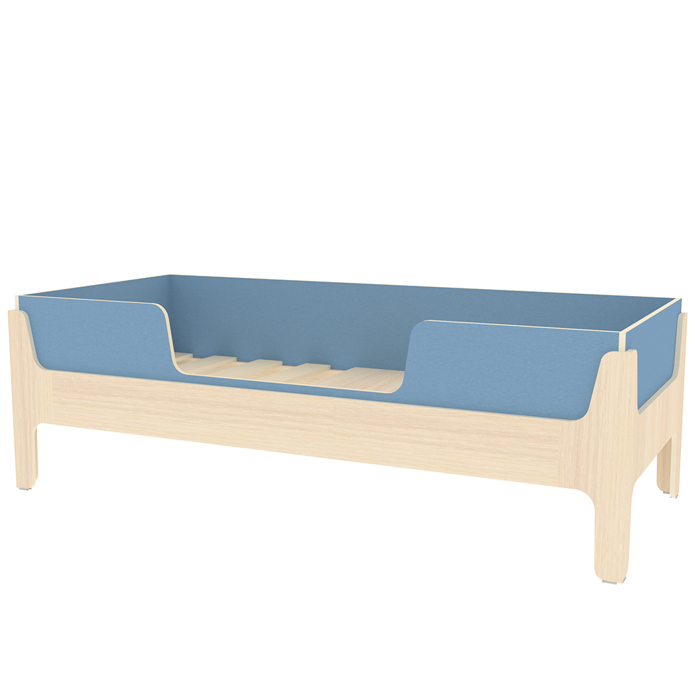 Кровать односпальная КарИВи Лотос   Дуб Молочный Светло-синий, голубой