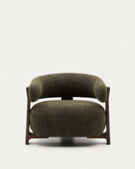 Granite Кресло из зеленого шенилла и массива ясеня в отделке орех