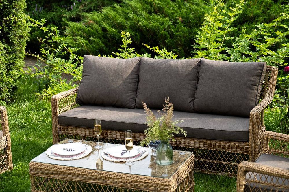 "Гранд Латте" лаунж-зона из искусственного ротанга, цвет соломенный