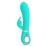 Бирюзовый вибратор-кролик с рёбрышками Prescott - 20 см.