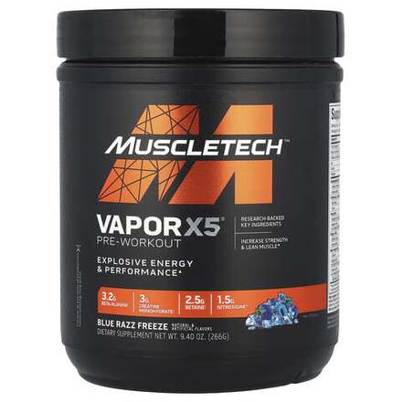 MuscleTech, VaporX5, Next Gen, предтренировочный комплекс, со вкусом Blue Razz Freeze, 266 г (9,40 унции)