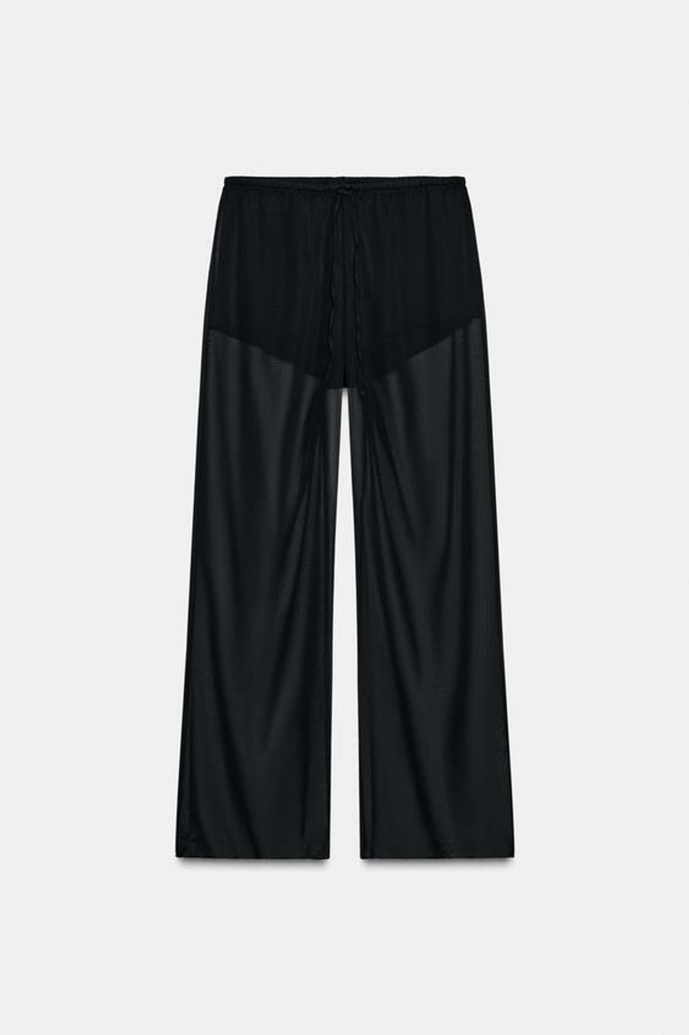 ZARA СТРУЯЩИЕСЯ ПОЛУПРОЗРАЧНЫЕ БРЮКИ, ЧЕРНЫЙ