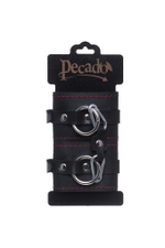 Черные кожаные однослойные наручники с контрастной строчкой (Цвет: черный)