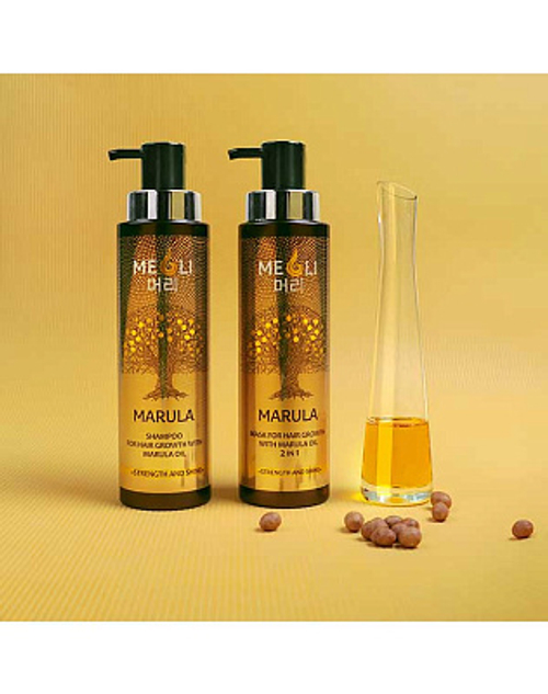 Шампунь от выпадения волос с маслом Марулы "Сила и блеск", MEOLI, 400 мл
