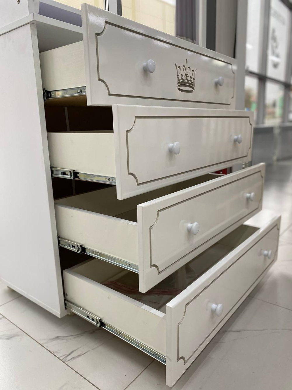 Комод детский с пеленальной доской 800/4 МДФ "Nikol" (белый)