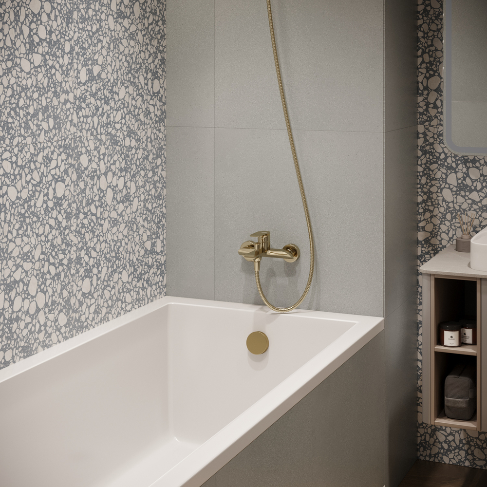 Смеситель для ванны с душем STWORKI Копенгаген S42100GM матовое золото