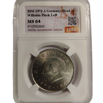 Монета 20 марок 1972 2 евро 2012год " Вильгельм Пик"