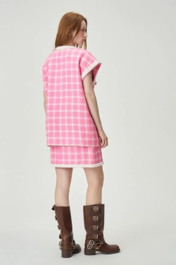 Жилет Джеки розовый в клетку