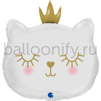 Шар (21''/53 см) Фигура, Котенок Принцесса, Белый, 1 шт.