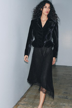 ZARA ЮБКА МИДИ ИЗ КРУЖЕВА — ZW COLLECTION, ЧЕРНЫЙ