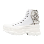 Alexander McQueen Tread Slick Boot White Silver Crystal Women"s