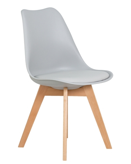 Стул обеденный DOBRIN JERRY SOFT, ножки светлый бук, цвет сиденья светло-серый (GR-01)