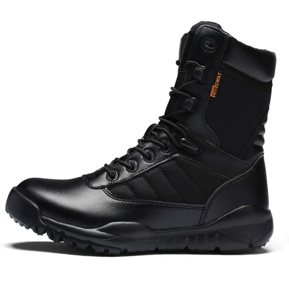 HEIWEILU Abrasion Resistant Cushioning Crew Combat Boots Men"s Black