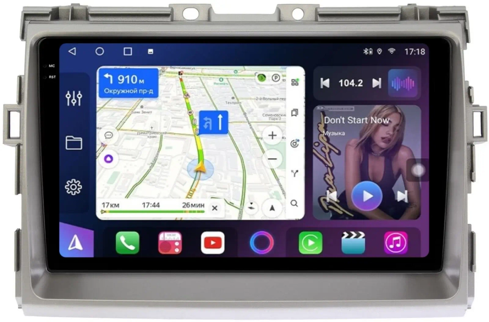 Магнитола для Toyota Estima 3 2006-2016 (без 360, рамка серая 9) - FarCar BM9-2K-9574-9 монитор 9.5" 2K QLED на Android 14, TS10, 4+32Гб, CarPlay, 4G SIM-слот