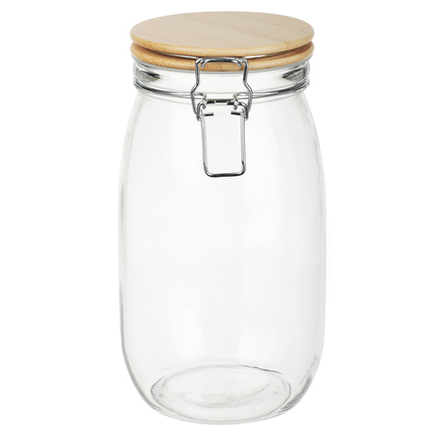 Банка для сыпучих продуктов 1500мл 12x22см, стекло, крышка бамбук
