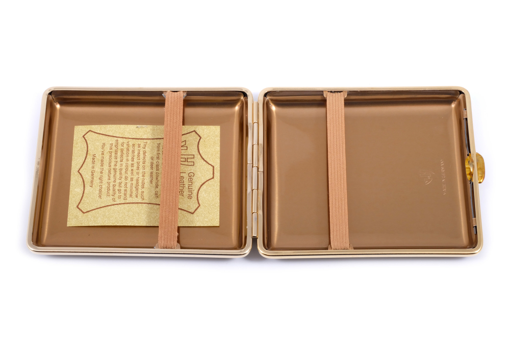 Портсигар Stoll на 18 сигарет, натуральная кожа, Черный страус C09-10