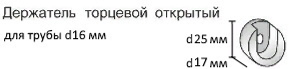 Кронштейн боковой торцевой открытый d16 мм (черный, белый, бронза, шоколад, сталь, хром, латунь, шампань, светло-серый, графит, белое золото, ваниль золото)