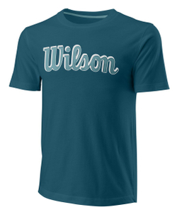 Мужская теннисная футболка Wilson Script Eco Cotton Tee Slimfit M - blue coral
