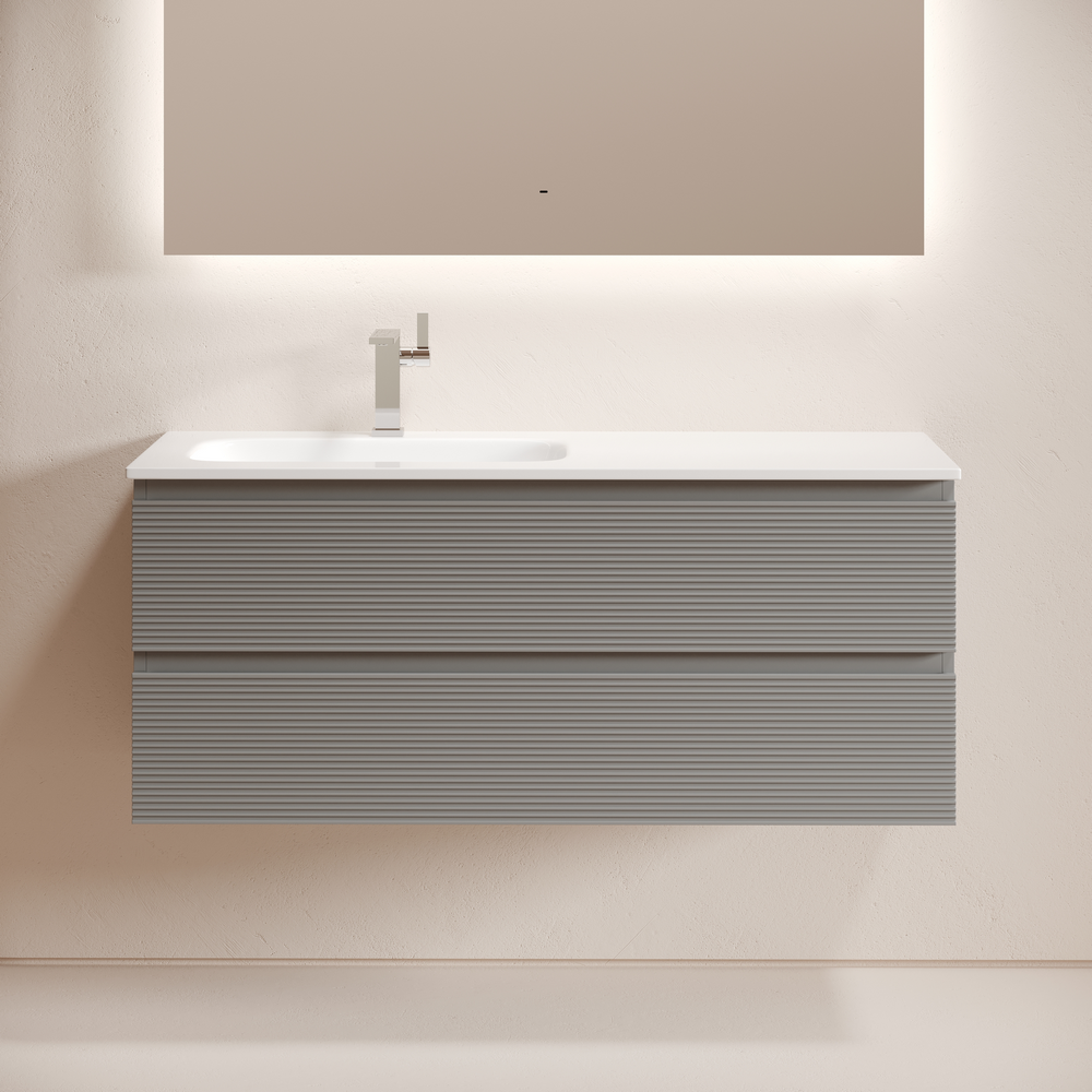 Тумба подвесная SANCOS Folk  левая 1195х445х500, c двумя ящиками оснащенными доводчиками, Ergraut soft, арт.FL120LES