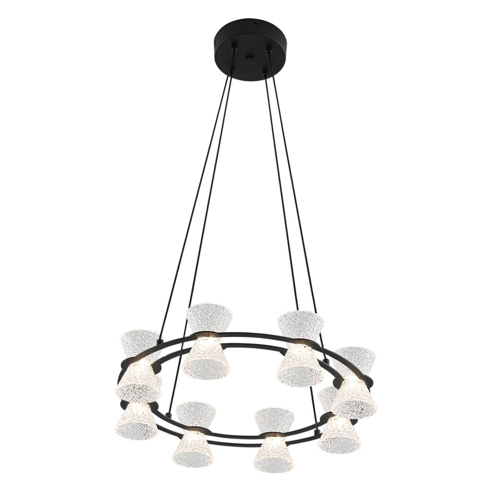 8341/28L LEDIO LN26 228 черный/прозрачный металл/акрил Люстра подвесная LED 28W 3000K 220V VINORA