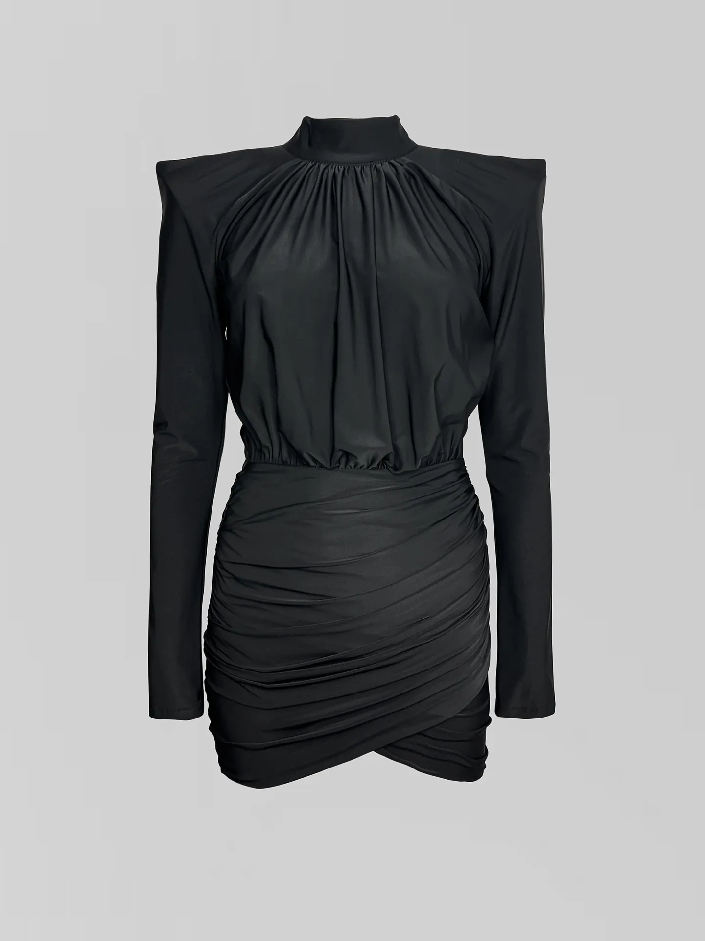 Платье Agdali Brand 1045 однотонное с драпировкой и объемными плечами