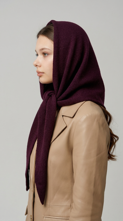 Оренбургский платок-косынка К501-21 слива