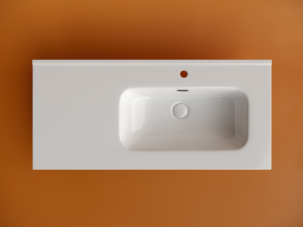 Раковина накладная мебельная CERAMICANOVA Element чаша справа с отверстием под смеситель 1010x465x180 мм цвет белый CN7003R