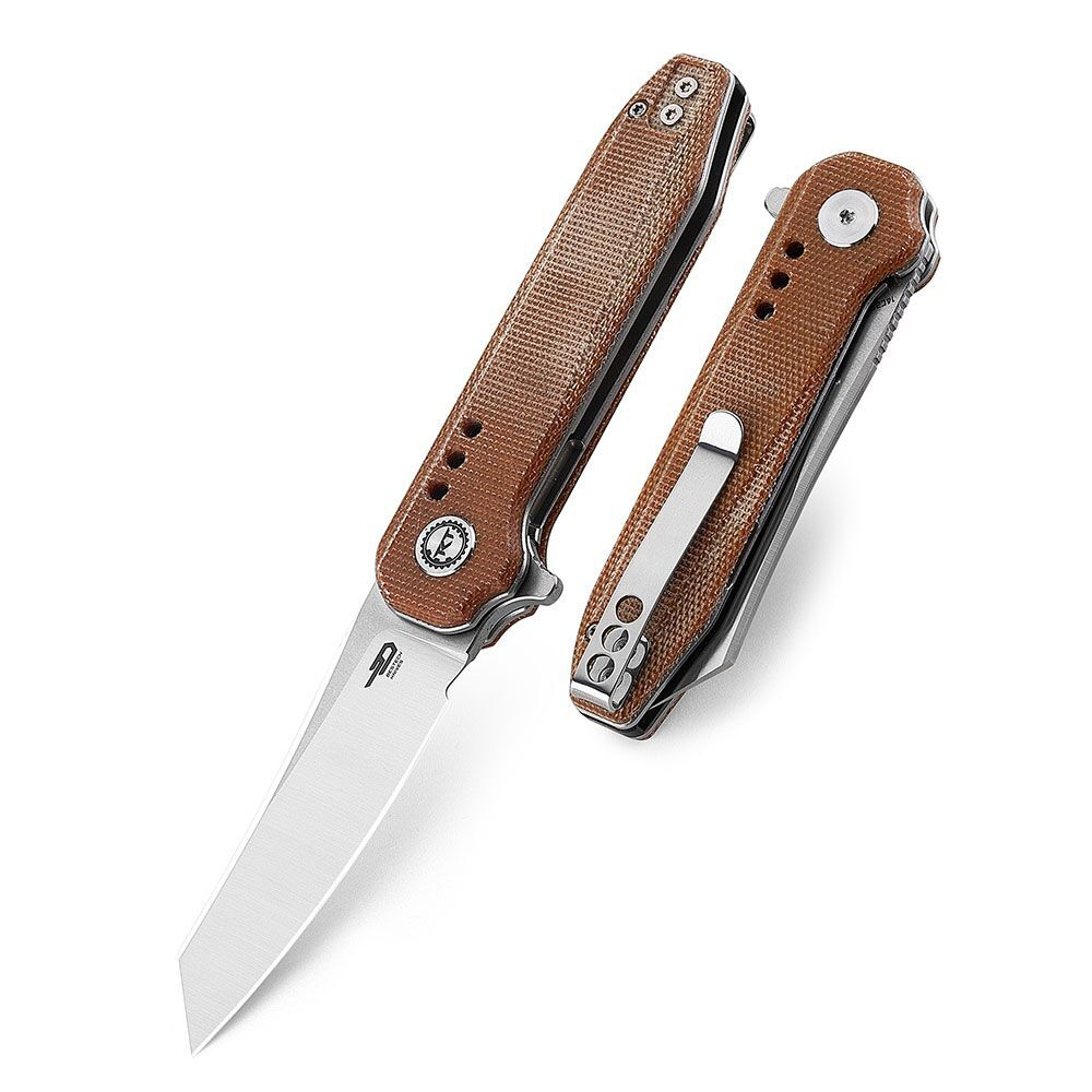 Нож туристический Bestech Syntax сталь 14C28N, рукоять Микарта коричневая