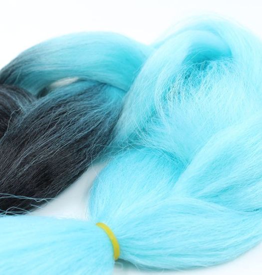 Канекалон 2-цветный 100гр 130см B23 черно голубой