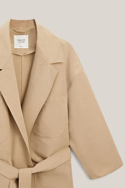 Massimo Dutti Куртка оверсайз из хлопка и льна - Limited Edition, бежевый