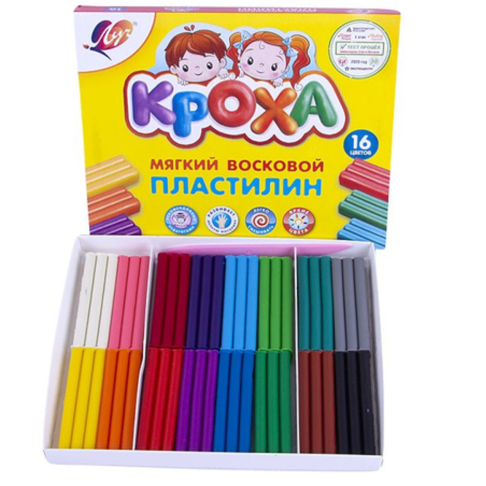 Пластилин мягкий восковой Кроха 16 цветов