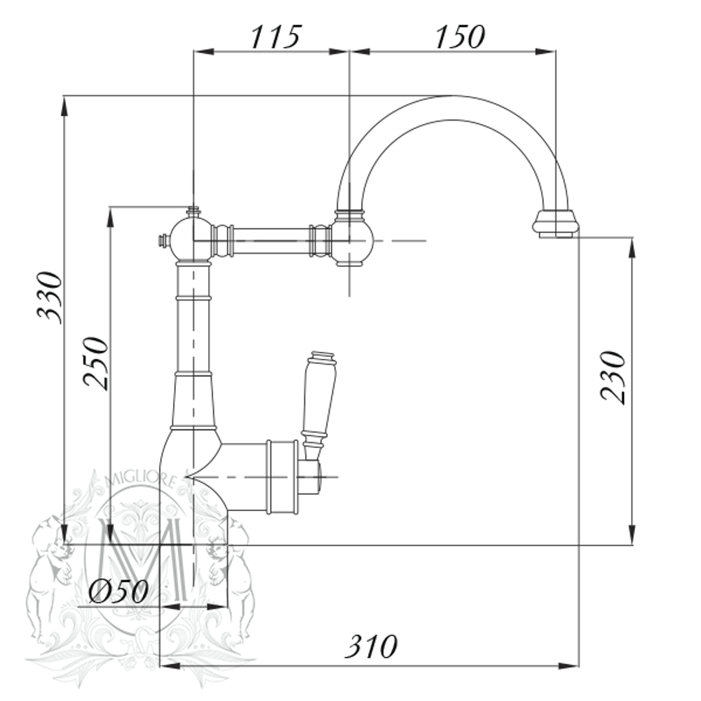 Смеситель для кухни  Migliore Ermitage 18255 хром схема