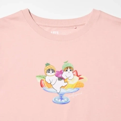 UNIQLO ФУТБОЛКА С ПРИНТОМ  MOFUSAND UT, РОЗОВЫЙ