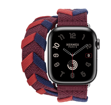 Apple Watch Hermès 41mm Silver Stainless Steel Case with Rouge H Bridon Double Tour