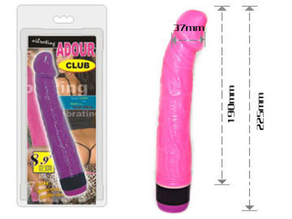 Вибромассажер рельефный розового цвета - 22,5 см.