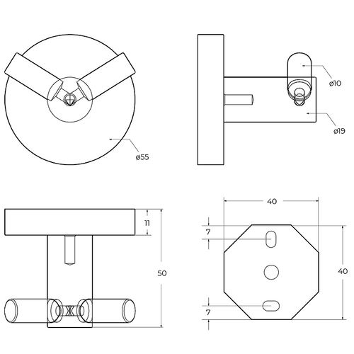 Двойной крючок Cezares Relax RELAX-HKD-IN Сатин