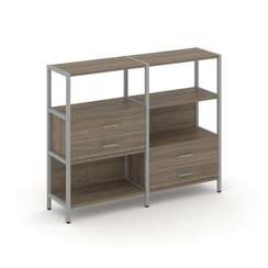 Shelf System Двухсекционный стеллаж трехярусный с ящиками SN.STM-323 Вяз Благородный/Металл Серый 15