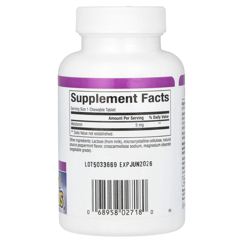 Natural Factors, Stress-Relax, мелатонин, 5 мг, 180 жевательных таблеток