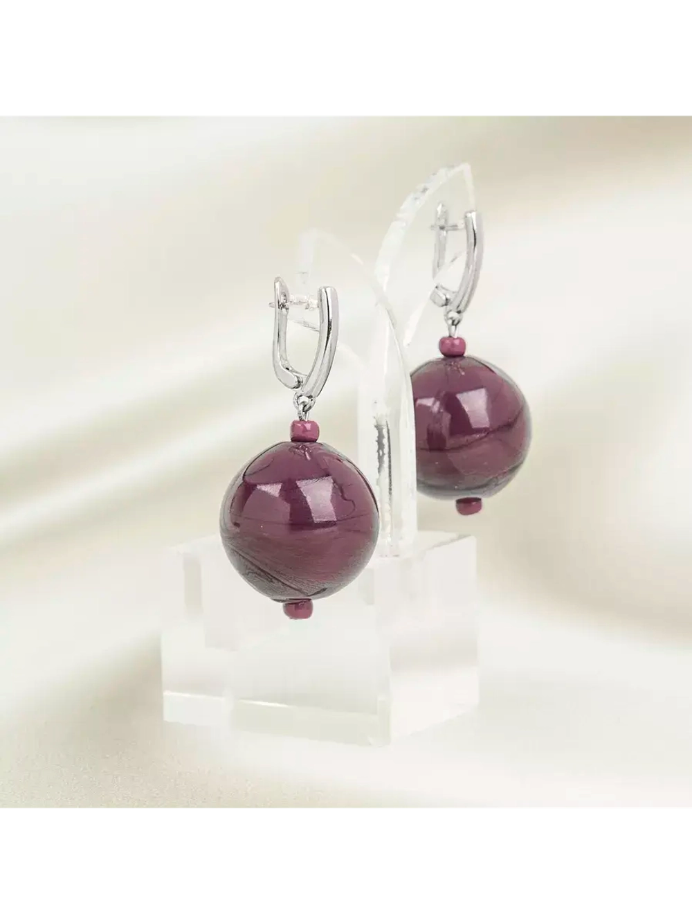 Серьги подвески шары бижутерия из муранского стекла