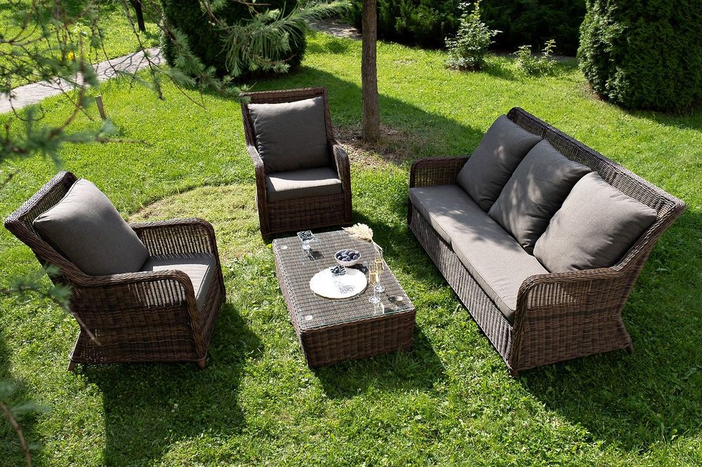 "Гляссе" лаунж-зона из искусственного ротанга, цвет коричневый